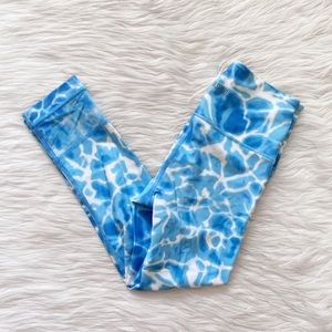 Victoria’s Secret Sport Blue Water Print Mesh Crop Leggings
